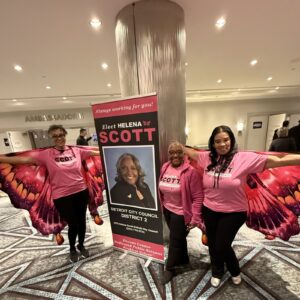 Helena Scott for Detroit City Council 2026 with two campaign members